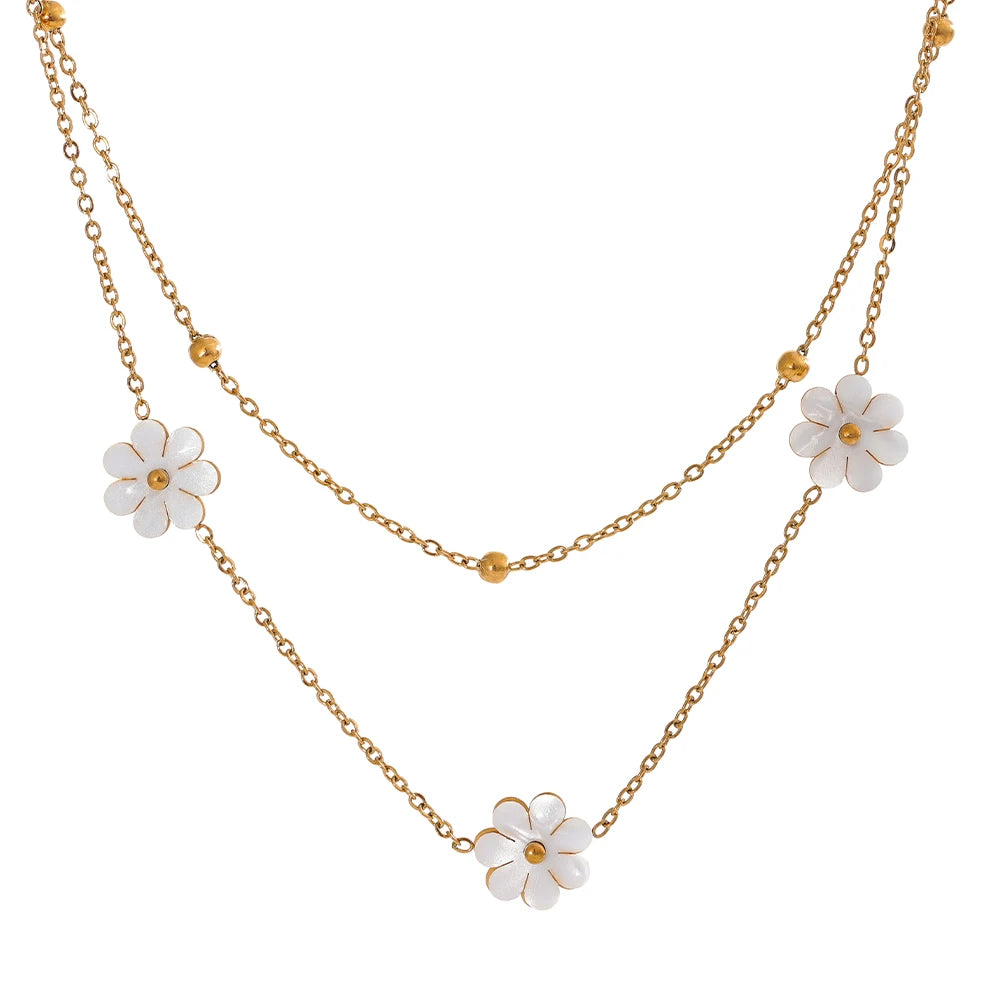Daisy Flower Layered Necklace