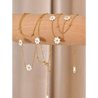 Daisy Flower Layered Anklet