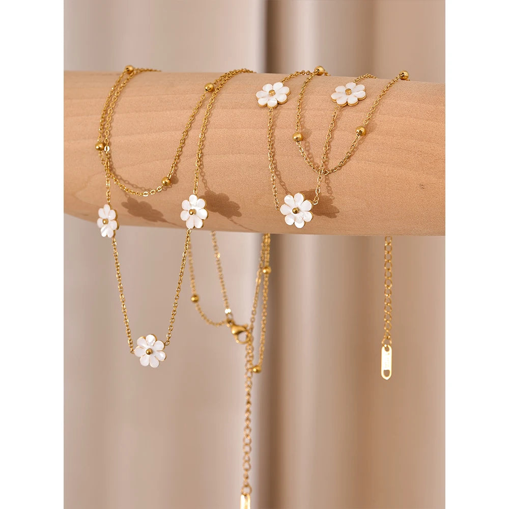 Daisy Flower Layered Anklet