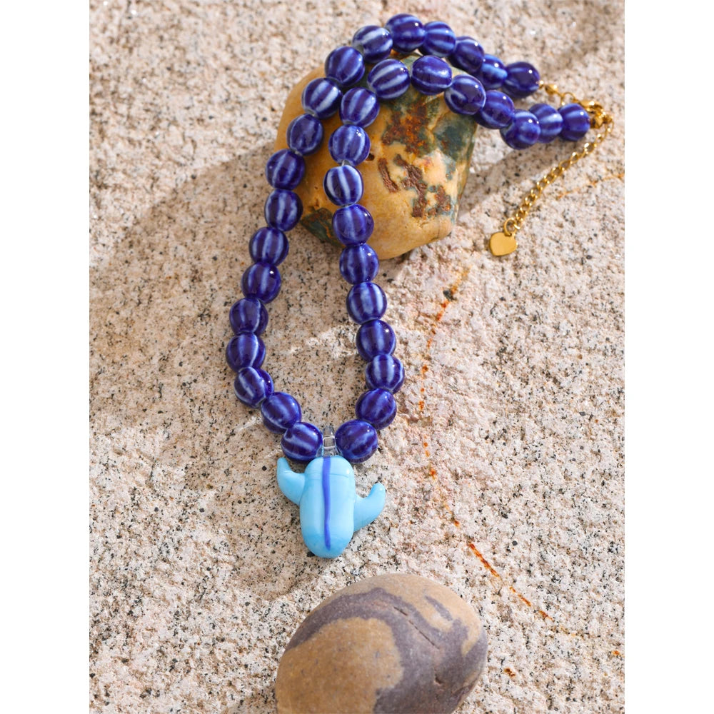 Sally Ceramic Blue Necklace