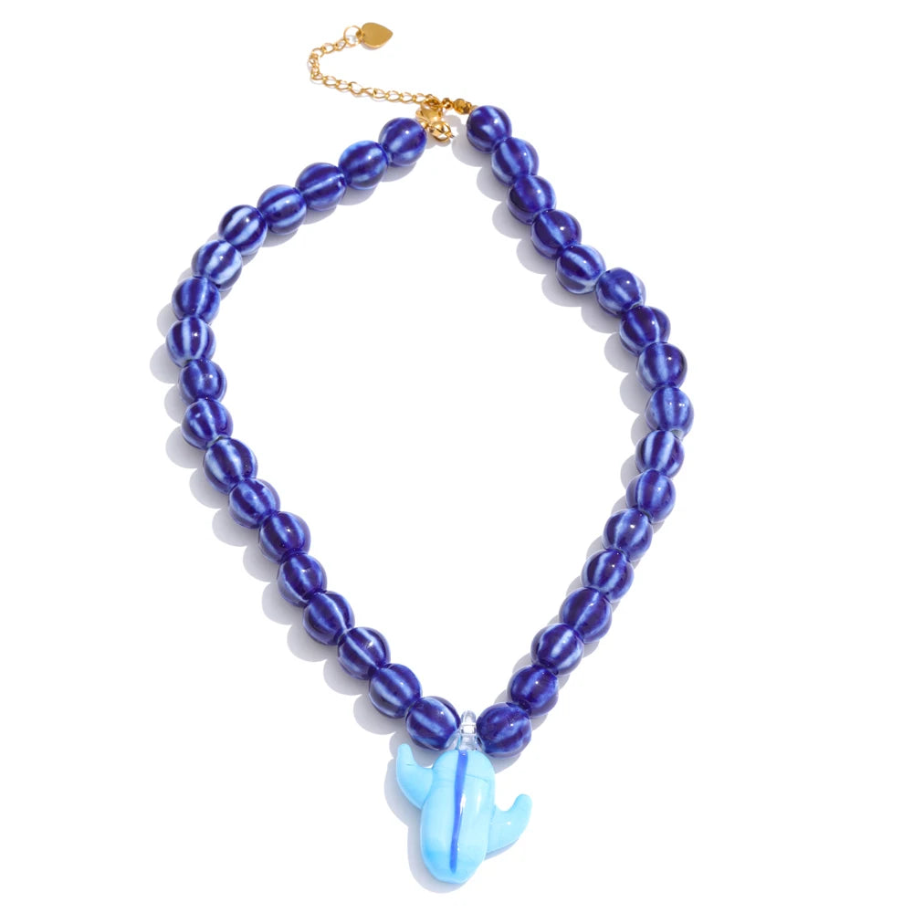Sally Ceramic Blue Necklace
