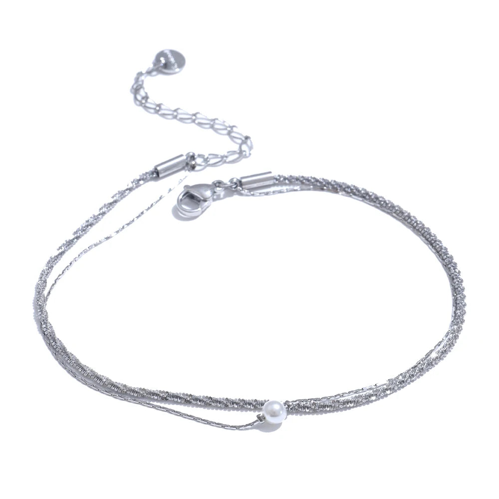 Sally Layered Chain Pearl Anklet