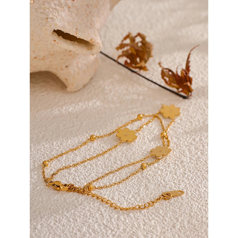 Daisy Flower Layered Anklet