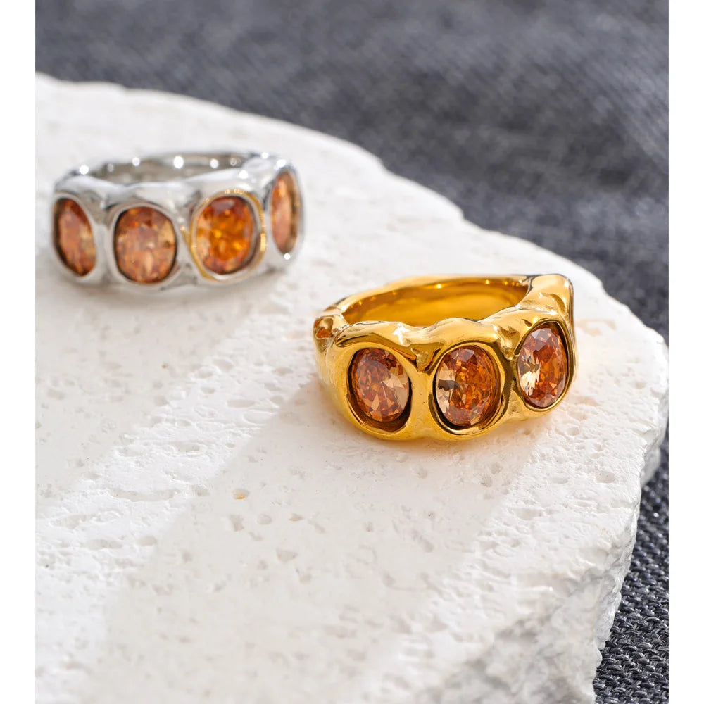 Daisy Pink Stones Ring