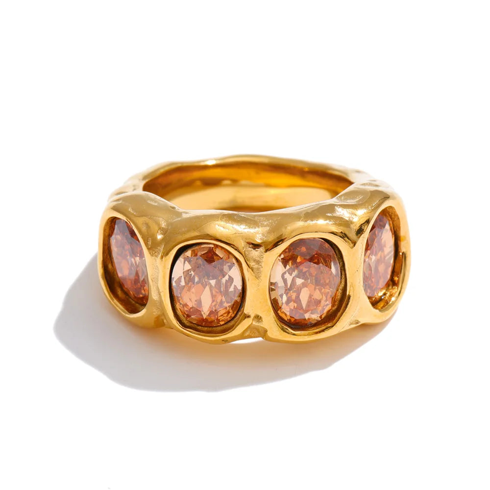 Daisy Pink Stones Ring