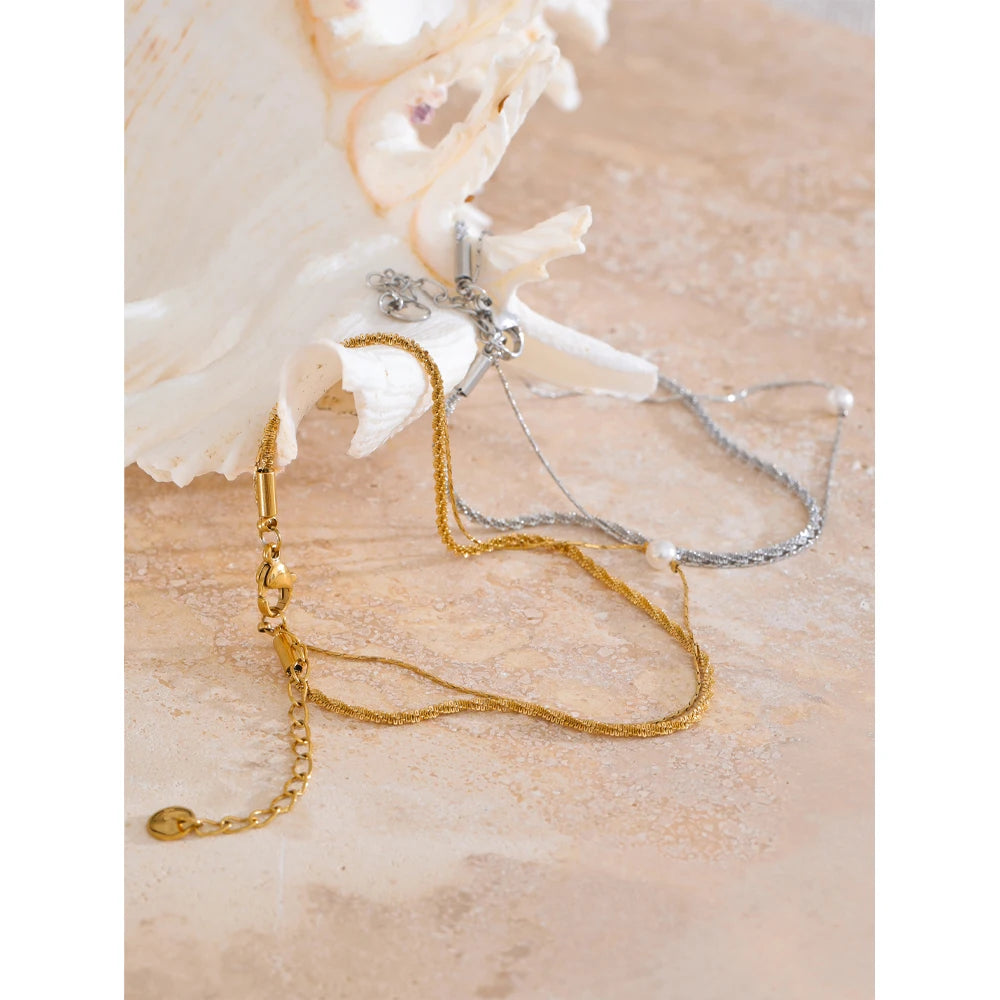 Sally Layered Chain Pearl Anklet