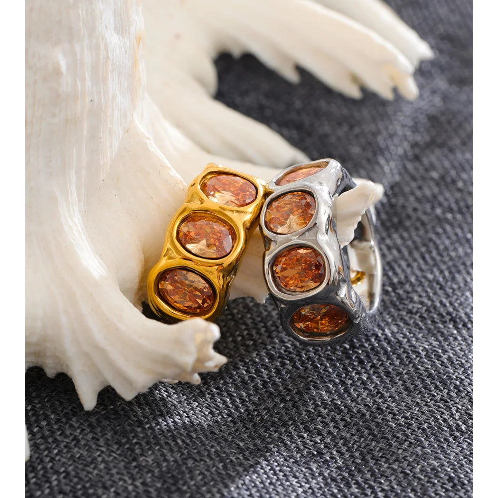 Daisy Pink Stones Ring