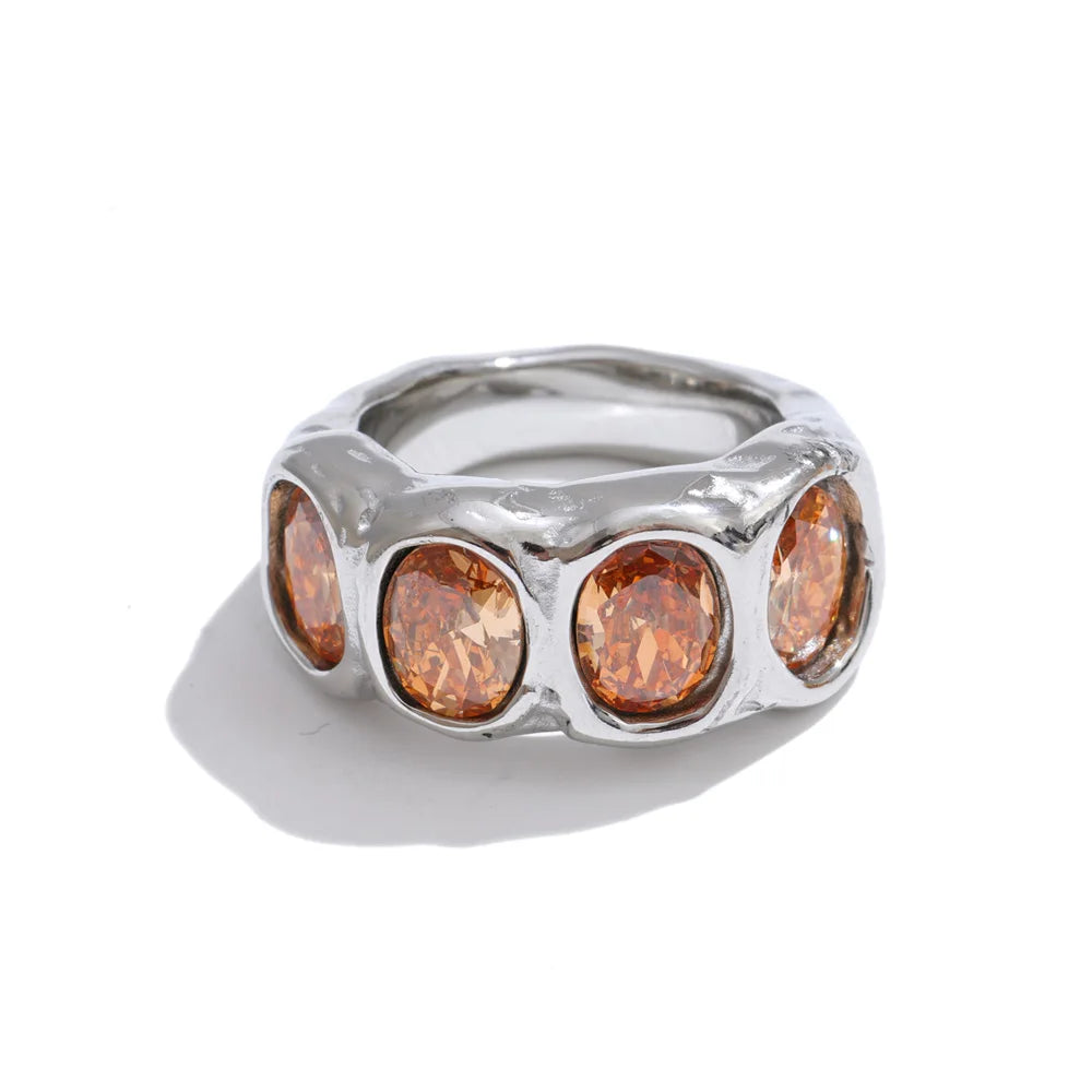 Daisy Pink Stones Ring